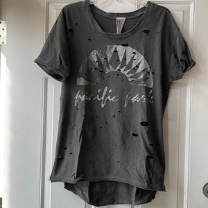 Free People Gray Distressed graphic t shirt